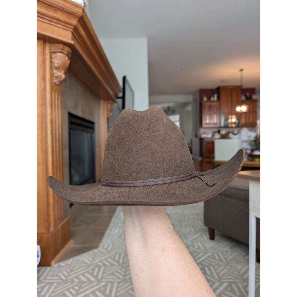 Stetson 4X Beaver Cowboy Hat Size 7 Regular Chocolate Brown Western Felt 4" Brim - Picture 6 of 14